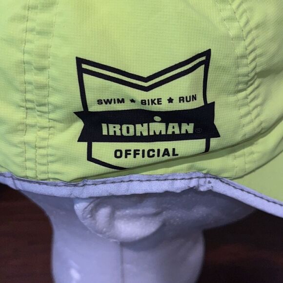 Ironman worn Official Neon Yellow Strapback Hat Runner 6 Five Panel Baseball Cap - Picture 2 of 4